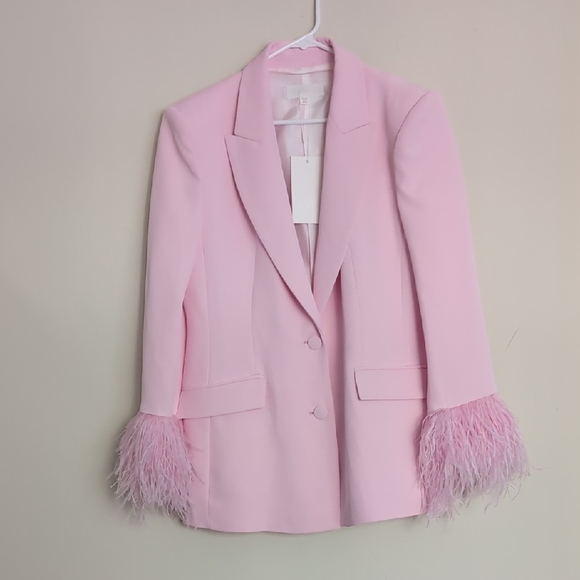 Zara Women Pink FEATHER CUFF BLAZER XL NWT - Picture 6 of 8